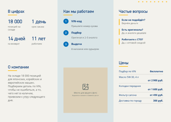 Шаблон буклета «Поршень» — оборотная сторона