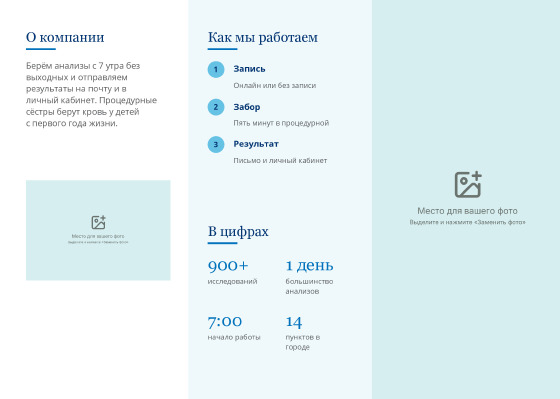 Шаблон буклета «Лаборика» — оборотная сторона