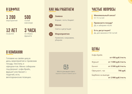 Шаблон буклета «Канапе» — оборотная сторона