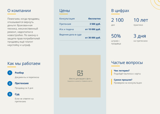 Шаблон буклета «Права Покупателя» — оборотная сторона